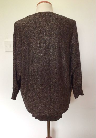 Wallis Ladies Black and Gold Sparkle dolman sleeve jumper size L includes Post