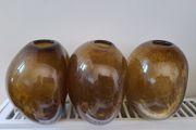 3 amber Glass vases