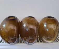 3 amber Glass vases