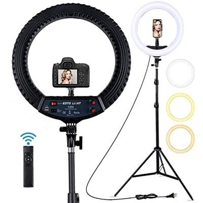 HD Ring Light With Long Tripod Stand & Phone Holder for YouTube Video, Desktop Camera Led Ring Light for Streaming, Makeup, Selfie. with 2.1M Adjustable Tripod.
