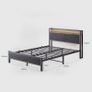 King Size Bed Frame with Storage,LED Lights,5ft Metal Bed Frame Kingsize Bed Frame with Charging Station,Mattress Foundation,Strong Steel Slats Support,Noise Free,Black Image 6
