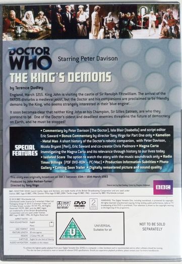 Doctor Who (Peter Davidson) [1983] The King's Demons [1xDVD TV Boxset]