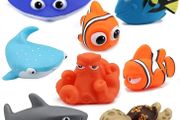 8PCS Finding Dory Nemo Bath Squirt Toys, Floating Sea Animals (Shark Octopus Clownfish Turtle Devil fish) Bathtub Water Squirt Bath Toy for Baby Kids Toddler Shower and Swimming Pool