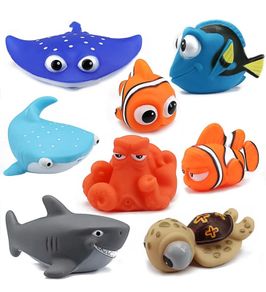 8PCS Finding Dory Nemo Bath Squirt Toys, Floating Sea Animals (Shark Octopus Clownfish Turtle Devil fish) Bathtub Water Squirt Bath Toy for Baby Kids Toddler Shower and Swimming Pool