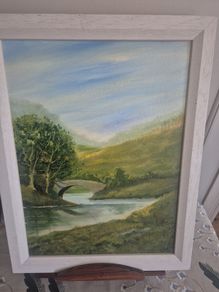 original oil painting by Mary A Lee landscape/peirce hickey skibbereen frame
