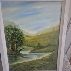original oil painting by Mary A Lee landscape/peirce hickey skibbereen frame