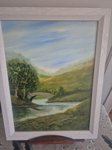 original oil painting by Mary A Lee landscape/peirce hickey skibbereen frame