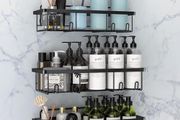 Shower Caddy Black - Bathroom Shelves Organiser No Drilling Adhesive Bathroom Shelf Wall Mounted, Rustproof Stainless Steel Shower Storage Shelves Rack for Shampoo Conditioner, 3 Pack