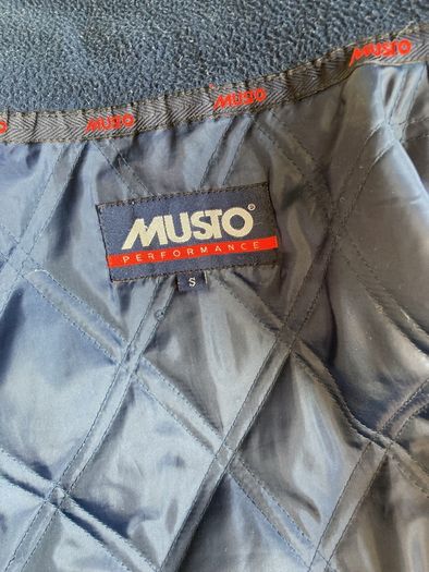Free Post - MUSTO Performance Sailing Navy Jacket - Coat with Red Trim and Navy Padded Lining - Size S