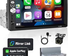 Single Din Car Stereo with CarPlay and Android Auto 7" HD Touch Screen Car Radio Bluetooth with Mirror Link (FREE SHIPPING)