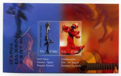 2013 Ireland Stampa Members Souvenir Popular Dances Commemorative Stamps Miniature Sheet Overprinted for Stampa Mint Never Hinged (MNH)