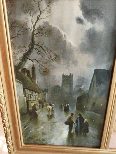Vintage antique holly Trio print's in gold frame