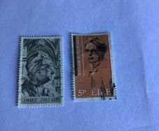 2 Irish stamps - Jonathan Swift and William Butler Yeats