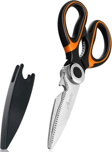 Heavy Duty Kitchen Scissors, Sharp Kitchen Scissors Multipurpose Utility Stainless Steel Scissor, Kitchen Shears for Chicken, Poultry, Fish, Meat, Vegetables, Herbs, BBQ, Bones, Flowers, Nuts