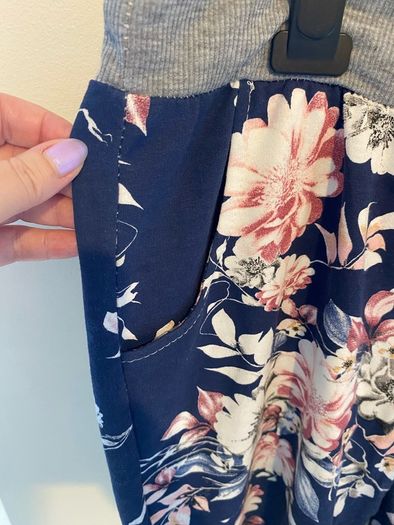 Italian Boutique Navy Blue Floral Drawstring Joggers Size UK 14-16