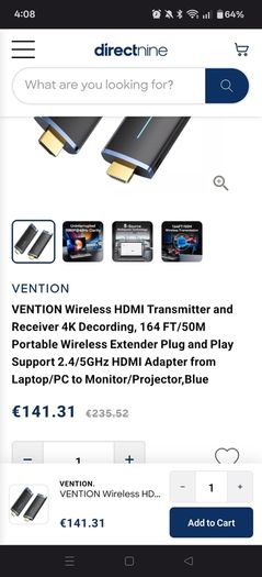 Vention Wireless HDMI Transmitter & Receiver (Upgraded 50M Model ADKB0
