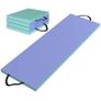 Portable Foldable Gymnastics Mat, Thick 4-Panel Sports Mat with Handles, 180 x 60 x 5 cm, Green and Purple Image 3