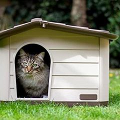 Outdoor Cat, Dog and Rabbit House, Pet Kennel and Shelter - Brown