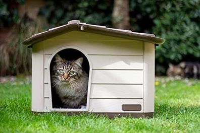 Outdoor Cat, Dog and Rabbit House, Pet Kennel and Shelter - Brown