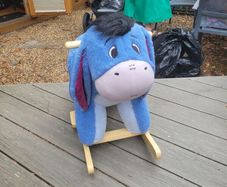 Disney Winnie the Pooh EEYORE Wooden Rocking Horse Plush Ride on Toy BNWT