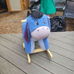 Disney Winnie the Pooh EEYORE Wooden Rocking Horse Plush Ride on Toy BNWT