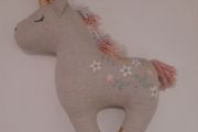 Embroidered unicorn toy cushion