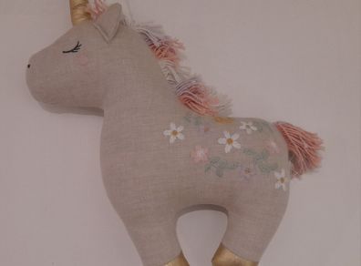 Embroidered unicorn toy cushion