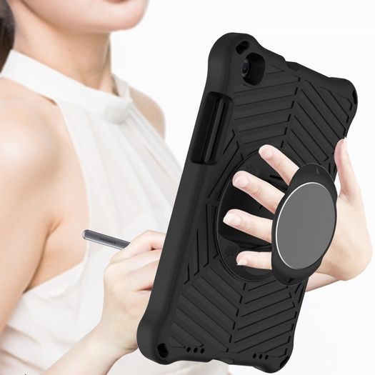 For Samsung Galaxy Tab A 8.0 2019 Spider King EVA Protective Case with Adjustable Shoulder Strap & Holder Black