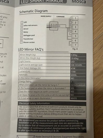 LED Mirror with Shaver Plug, 60x80cm