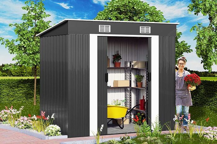 Garden Shed, Galvanised Metal3.35 M2 Incl. Sliding Door