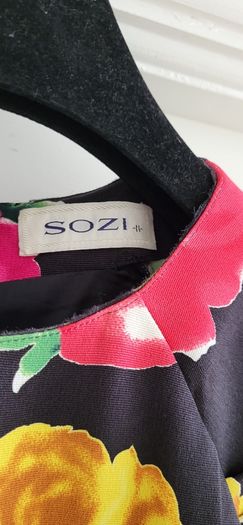 SOZI Garden Party floral on black dress Sz L (Fit 10-12 UK) - Rrp 199 (New)