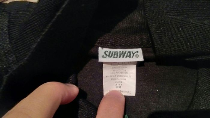 Subway authentic black short sleeve shirt