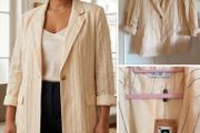 Gallery Dunnes cream stripe relax fit blazer bnwt chic sophisticated