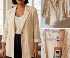 Gallery Dunnes cream stripe relax fit blazer bnwt chic sophisticated
