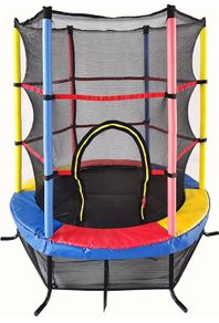 55 Inch 140 cm Kids Mini Trampoline Fun Bouncer Toy with Safety Bungee Cords Enclosure Net Bulit-in Zipper Frame Cover - Maximum Load 45KG (FREE POSTAGE)