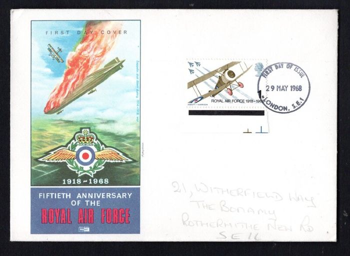 1968 Great Britain Royal Air Force 1918-68 Commemorative Stamp Illustrated First Day Cover (FDC) with London steele cancel