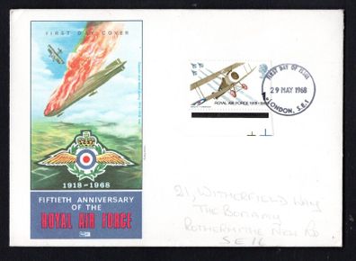 1968 Great Britain Royal Air Force 1918-68 Commemorative Stamp Illustrated First Day Cover (FDC) with London steele cancel