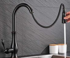 Kitchen tap - Black Pull-Out Kitchen Mixer Tap, Solid Brass / NEW