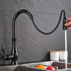 Kitchen tap - Black Pull-Out Kitchen Mixer Tap, Solid Brass / NEW