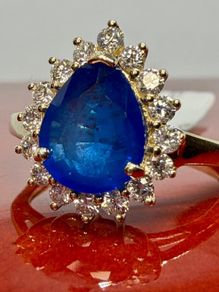 Diamond LUXURIANT Premium Vietnamese Cobalt Blue Spinel and Lab Grown Diamond Ring