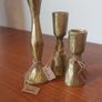 Fabulous Set of Three Jahi Brushed Gold Brass Candlesticks/Candleholders by the Ethical Lifestyle Brand Nkuku, Brand New with Tags Image 4