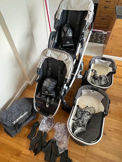 uppababy double pram / buggy and travel cot