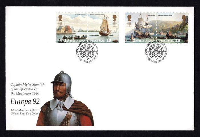 1992 Isle of Man EUROPA Stamps - Voyages of Discovery in America - The 500th Anniversary of the Discovery of America Commemorative Stamp Addressed First Day Cover (FDC)