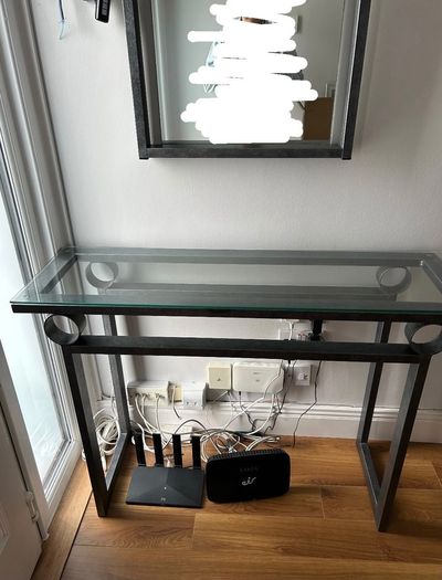 Metal mirror and matching table