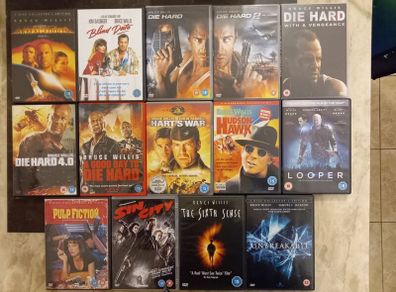 Bruce Willis Dvd Collection Bundle Die Hard Sixth Sense Sin City Looper Etc