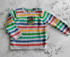Frugi grey organic knitted rainbow jumper 3-4y