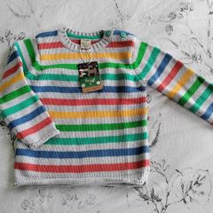 Frugi grey organic knitted rainbow jumper 3-4y