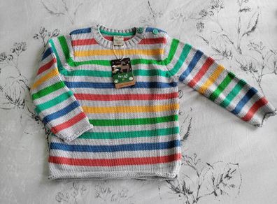 Frugi grey organic knitted rainbow jumper 3-4y