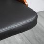Set of 2 Contemporary Design Bar Stools Adjustable Seat Height 360 Swivel PU Synthetic Upholstery Black Slatted Wood-Effect Backrest Image 6