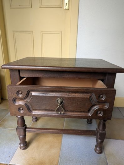 Antique wood bedside locker